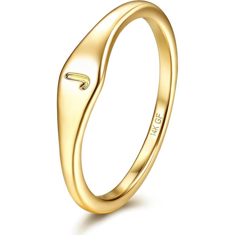 Dainty Gold Initial Ring